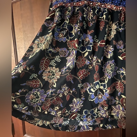 BLL black flower tropical bohemian long sleeve top women’s large - Picture 3 of 8